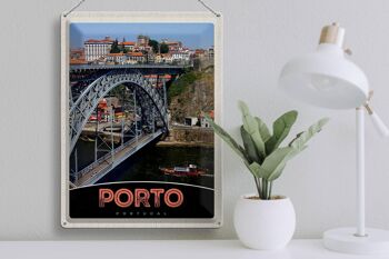 Panneau en étain voyage 30x40cm, pont de Porto Portugal Europe 3