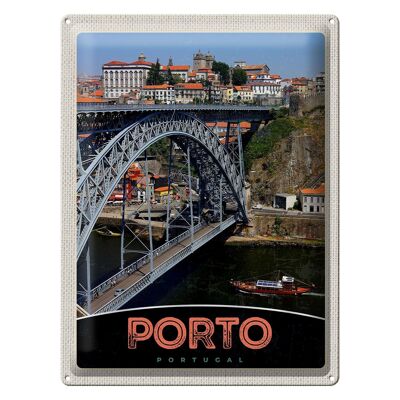 Blechschild Reise 30x40cm Porto Portugal Europa Brücke