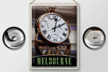Panneau de voyage en étain, 30x40cm, Melbourne, australie, horloge oiseaux 2