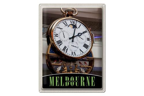 Blechschild Reise 30x40cm Melbourne Australien Uhr Vögel