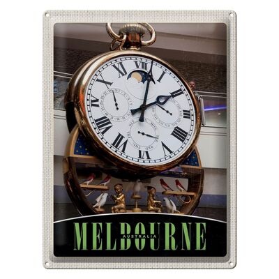 Cartel de chapa de viaje 30x40cm Melbourne Australia Reloj Pájaros