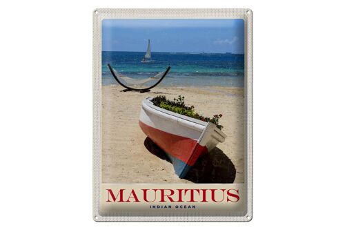 Blechschild Reise 30x40cm Mauritius Indischer Ozean Boot