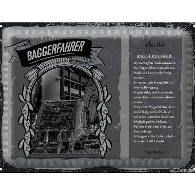 Blechschild Berufe 40x30cm Baggerfahrer Staub Lärm baggert