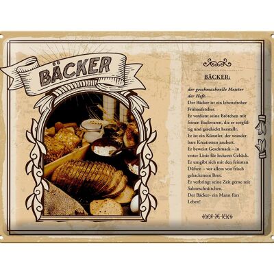 Tin sign professions 40x30cm baker tasteful master yeast