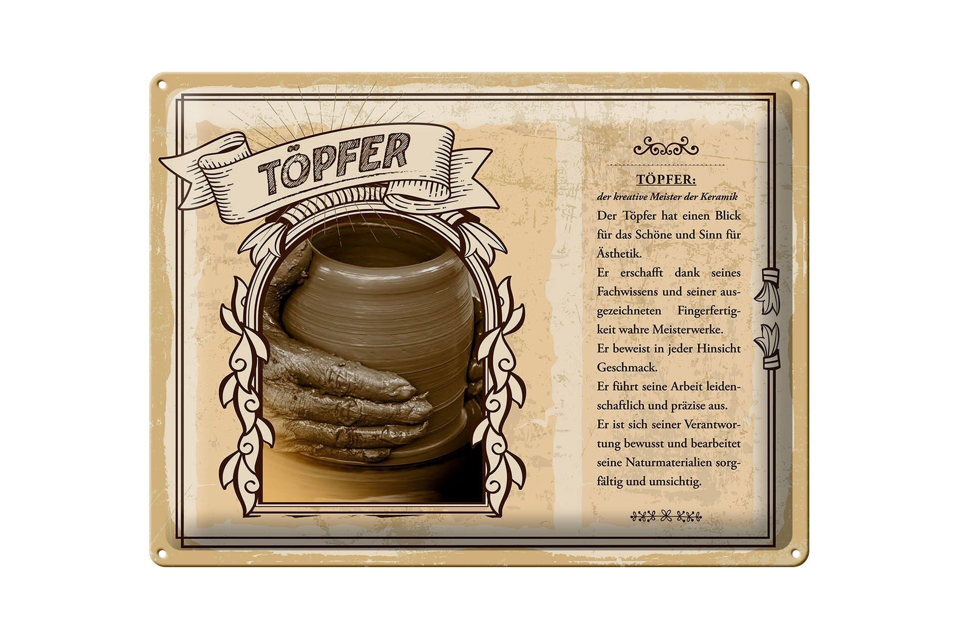 Cartel de chapa profesiones maestros alfareros regalo creativo 40x30cm