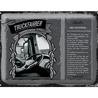 Metal sign professions truck driver nerves made of steel 40x30cm