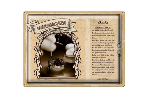 Blechschild Berufe Uhrmacher Meister zeitlos 40x30cm Geschenk