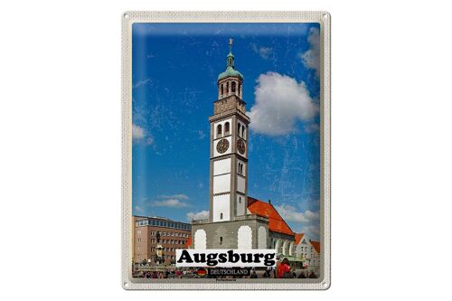 Blechschild Städte Augsburg Deutschland Perlachturm 30x40cm