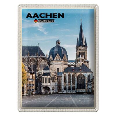 Cartel de chapa Ciudades Aquisgrán Alemania Catedral Arquitectura 30x40cm