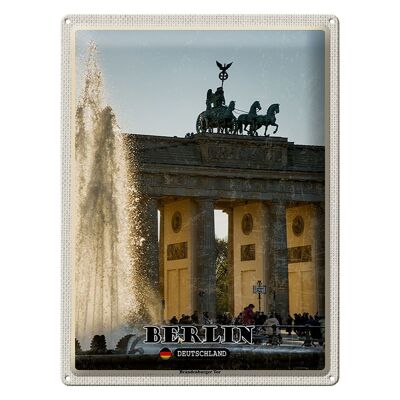 Targa in metallo città Berlino Porta di Brandeburgo architettura 30x40 cm