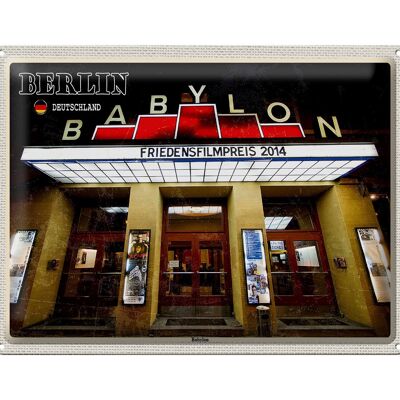 Cartel de chapa ciudades Berlín Alemania cine Babylon 40x30cm