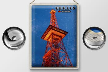 Plaque en tôle villes Berlin tour radio Allemagne 30x40cm 2