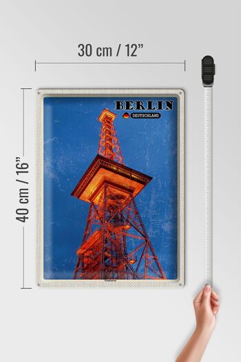 Plaque en tôle villes Berlin tour radio Allemagne 30x40cm 4