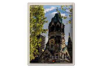 Panneau en étain villes Berlin, église commémorative, allemagne, 30x40cm 1