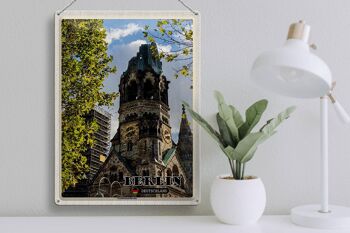 Panneau en étain villes Berlin, église commémorative, allemagne, 30x40cm 3