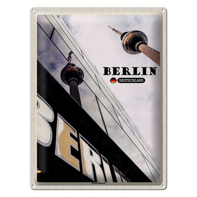 Targa in metallo città Berlino Torre televisiva Germania 30x40 cm