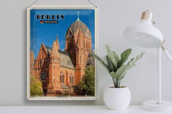 Plaque en tôle villes Berlin Église Sainte-Croix 30x40cm 3