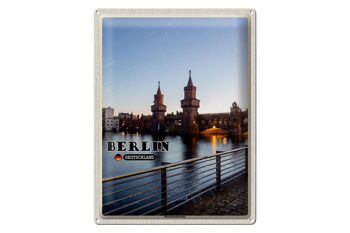 Plaque en tôle villes Berlin Oberbaumbrücke architecture 30x40cm 1