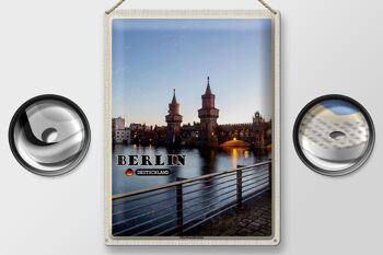 Plaque en tôle villes Berlin Oberbaumbrücke architecture 30x40cm 2