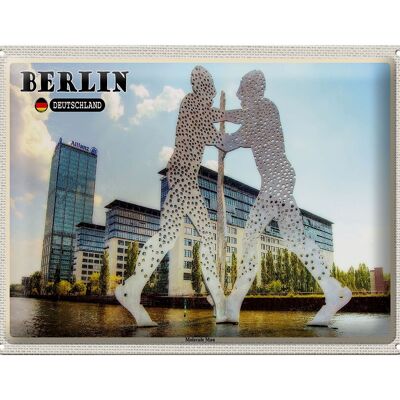 Targa in metallo città Berlino scultura 40x30 cm
