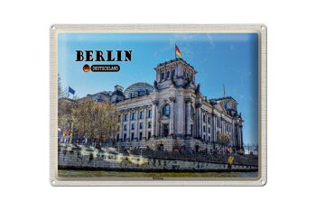 Plaque en étain villes Berlin Reichstag politique architecture 40x30cm 1