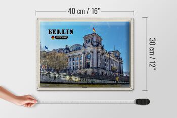 Plaque en étain villes Berlin Reichstag politique architecture 40x30cm 4