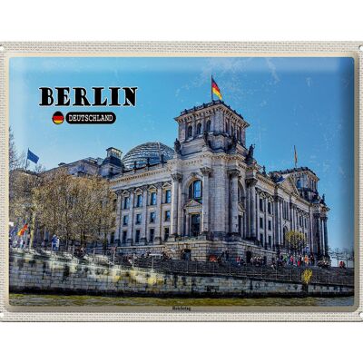 Cartel de chapa ciudades Berlín Reichstag política arquitectura 40x30cm