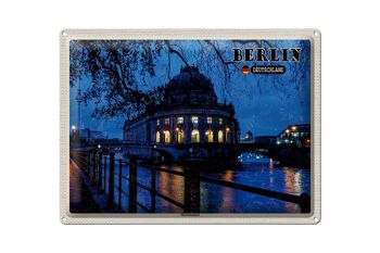 Panneau en étain villes Berlin, île des musées, soirée nocturne, 40x30cm 1