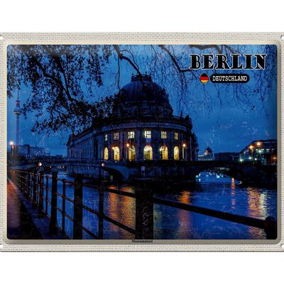 Cartel de chapa Ciudades Berlín Isla de los Museos Noche Noche 40x30cm