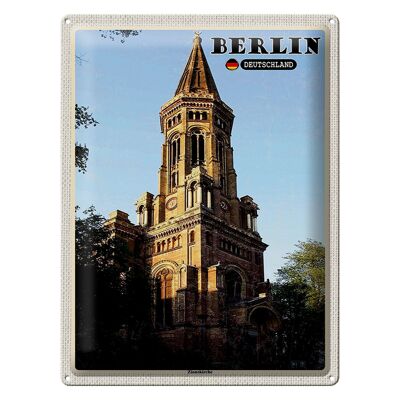 Plaque en étain villes Berlin Allemagne Zionskirche 30x40cm