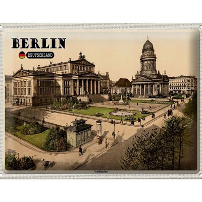 Cartel de chapa ciudades Berlín Schillerplatz arquitectura 40x30cm