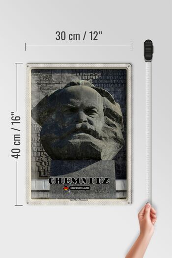 Plaque en tôle villes Chemnitz Karl Marx Monument 30x40cm 4