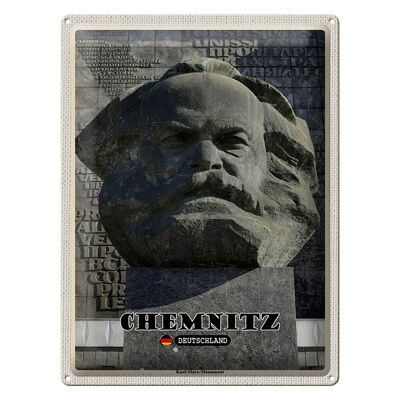 Targa in metallo città Chemnitz Monumento a Karl Marx 30x40 cm