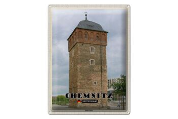 Plaque en tôle villes Chemnitz Allemagne Tour Rouge 30x40cm 1