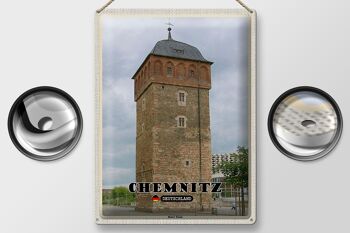 Plaque en tôle villes Chemnitz Allemagne Tour Rouge 30x40cm 2