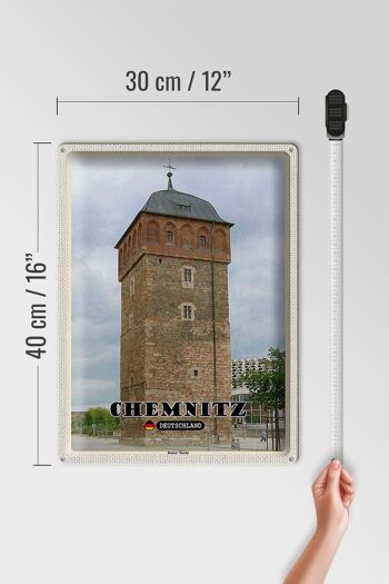 Plaque en tôle villes Chemnitz Allemagne Tour Rouge 30x40cm 4
