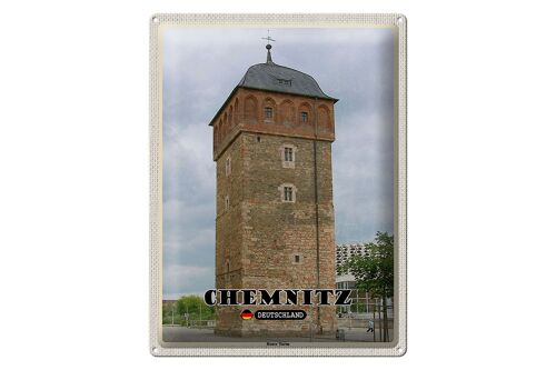 Blechschild Städte Chemnitz Deutschland Roter Turm 30x40cm