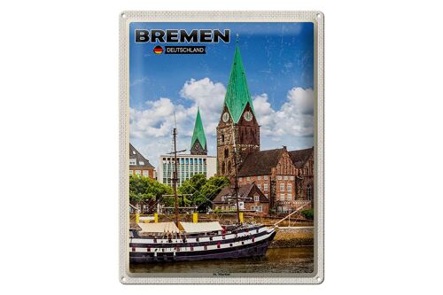 Blechschild Städte Bremen Deutschland St. Martini 30x40cm