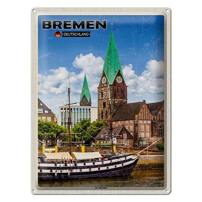 Cartel de chapa Ciudades Bremen Alemania St. Martini 30x40cm