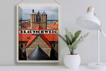 Plaque en tôle villes église cathédrale de Braunschweig 30x40cm 3