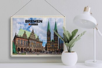 Panneau en étain villes Brême Allemagne mairie 40x30cm 3