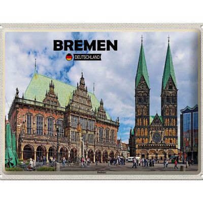 Targa in metallo città Brema Germania municipio 40x30 cm
