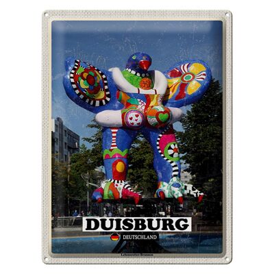 Targa in metallo città Duisburg fontana salvavita 30x40 cm