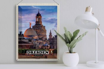 Panneau en étain villes Dresde Allemagne Frauenkirche 30x40cm 3