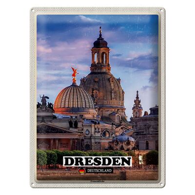 Targa in metallo città Dresda Germania Frauenkirche 30x40 cm