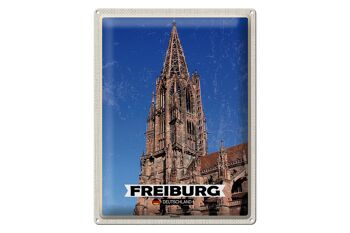Panneau en étain villes Fribourg Allemagne Münster voyage 30x40cm 1