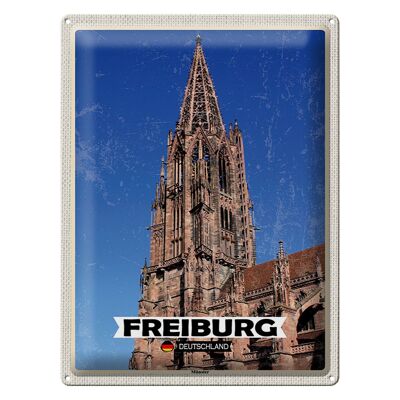 Panneau en étain villes Fribourg Allemagne Münster voyage 30x40cm
