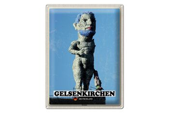 Plaque en étain villes Gelsenkirchen sculpture Hercule 30x40cm 1