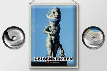 Plaque en étain villes Gelsenkirchen sculpture Hercule 30x40cm 2