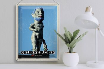 Plaque en étain villes Gelsenkirchen sculpture Hercule 30x40cm 3